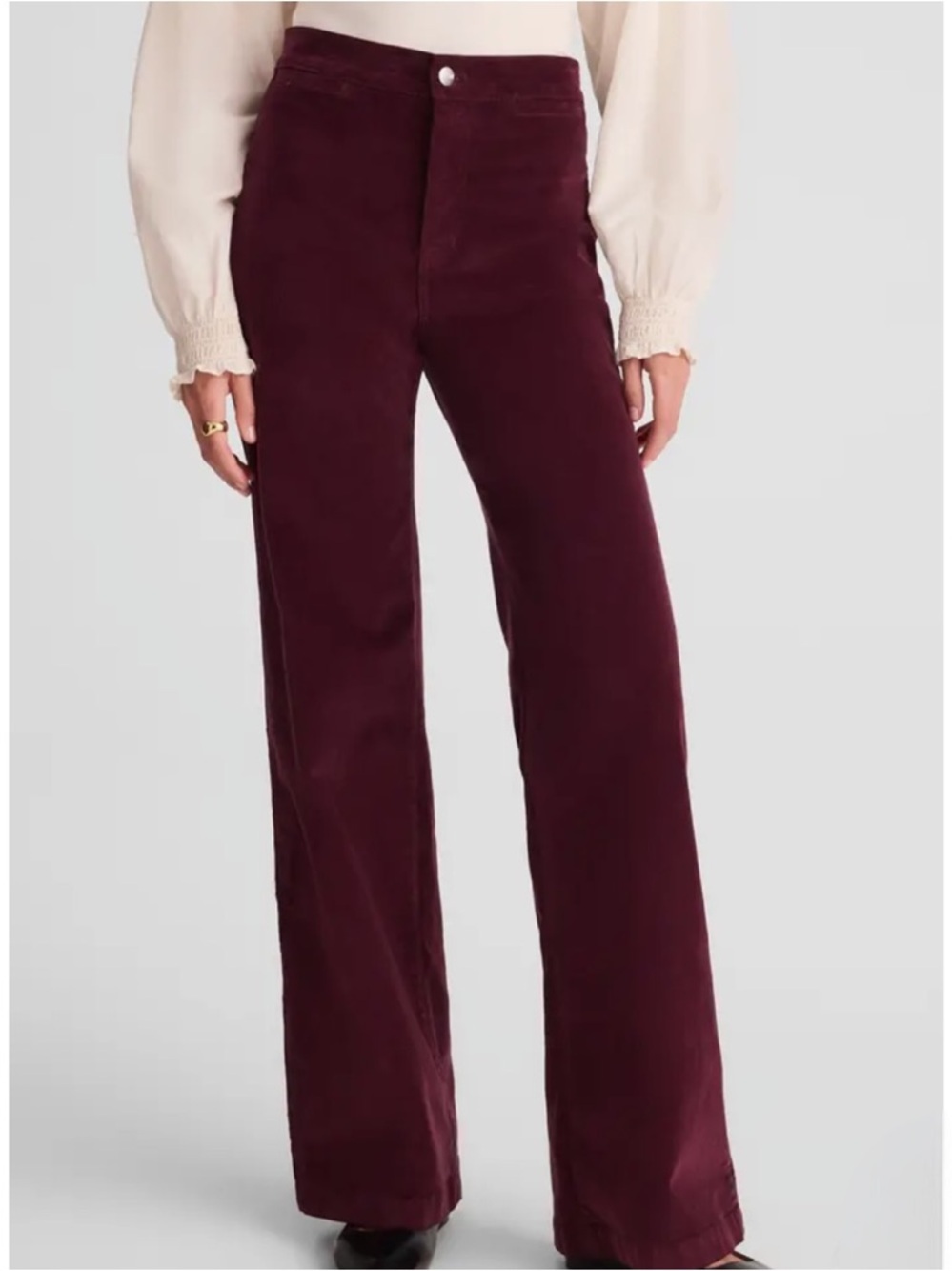 Madewell The Wide Leg Corduroy Pants Dark Pomegranate High Waisted Size 30